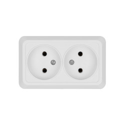 Розетка двойная 2П открытой установки IP20 10А 250В (керамика) белая 