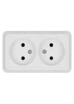 Розетка двойная 2П открытой установки IP20 10А 250В (керамика) белая 