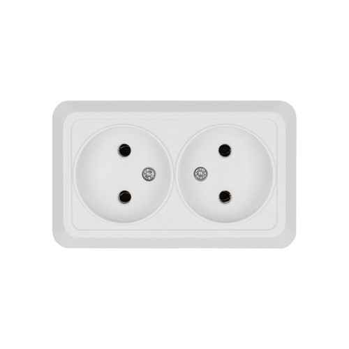 Розетка двойная 2П открытой установки IP20 10А 250В (керамика) белая 
