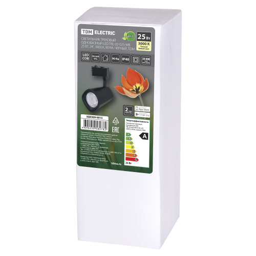 Светильник трековый однофазный LED TRL-02-025-WB 25 Вт, 24°, 3000 К, 90 Ra, черный, TDM