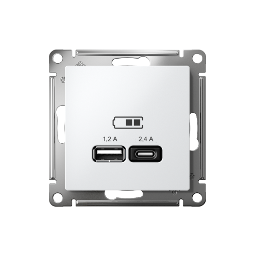 ATLASDESIGN USB РОЗЕТКА А+С, 5В/2,4А, 2х5В/1,2А, механизм, БЕЛЫЙ ATLASDESIGN USB РОЗЕТКА А+С, 5В/2,4А, 2х5В/1,2А, механизм, БЕЛЫЙ