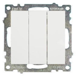 Выключатель 3-клавишный (механизм), STEKKER GLS10-7108-01, 250V, 10А, серия Катрин, белый