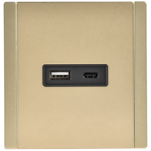 FORTE&PIANO Розетка USB A+C 3,1А FP650M металл шампань IEK FORTE&PIANO Розетка USB A+C 3,1А FP650M металл шампань IEK