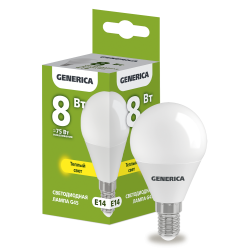 Лампа светодиодная G45 шар 8Вт 230В 3000К E14 GENERICA