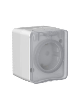 ATLASDESIGN PROFI IP54 О/У РОЗЕТКА с заземлением со шторками, 16А, СЕРЫЙ