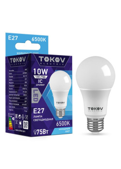 Лампа светодиодная 10Вт А60 6500К Е27 176-264В TOKOV ELECTRIC TKE-A60-E27-10-6.5K