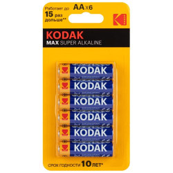 Элемент питания алкалиновый AA/LR6 1.5В MAX SUPER Alkaline (блист. 6шт) KODAK Б0064203