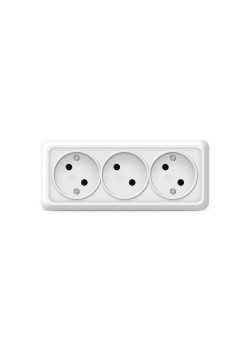 Розетка 3-м ОП Олимп 16А IP20 без заземл. бел. UNIVersal 1160
