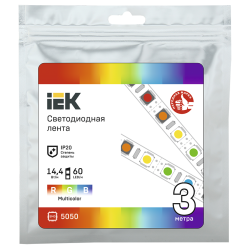 Лента светодиодная 3м LSR-5050RGB60-14,4-IP20-12В IEK