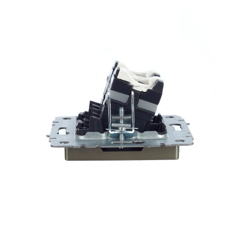 BRITE Розетка компьютерная двойная RJ45 кат.5E РК10-2-БрШ шампань IEK