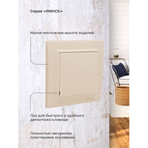 Минск Кнопка нажимная СП, 10А, беж. EKF Минск Кнопка нажимная СП, 10А, беж. EKF