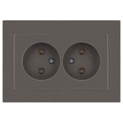 Розетка Accent 6-204-09 2х2P 16А-250В IP20 СУ AL/CU титан Intro Б0063433