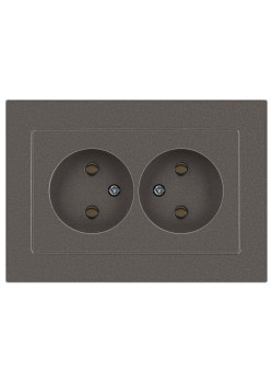 Розетка Accent 6-204-09 2х2P 16А-250В IP20 СУ AL/CU титан Intro Б0063433