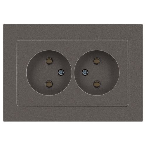 Розетка Accent 6-204-09 2х2P 16А-250В IP20 СУ AL/CU титан Intro Б0063433