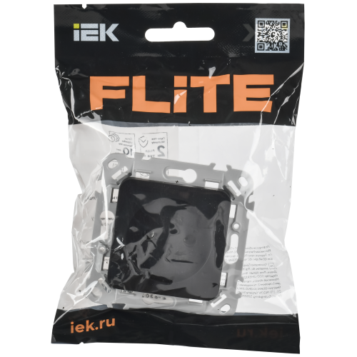 FLITE Розетка без заземления без защитных шторок безвинтовое крепление 10А РС01-1-ФлЧ черный IEK FLITE Розетка без заземления без защитных шторок безвинтовое крепление 10А РС01-1-ФлЧ черный IEK