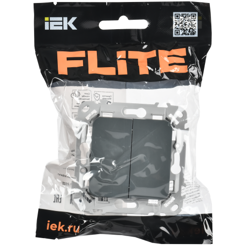 FLITE Выключатель 2-клавишный 10А ВС12-1-0-ФлМА мокрый асфальт IEK