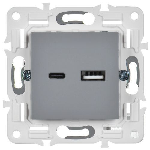 SKANDY Розетка USB A+C 3,1А SK-R14Gr серый IEK SKANDY Розетка USB A+C 3,1А SK-R14Gr серый IEK