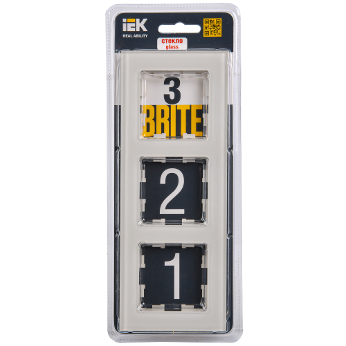 BRITE Рамка 3 -местная РУ-3-2-БрВа стекло ванильный IEK