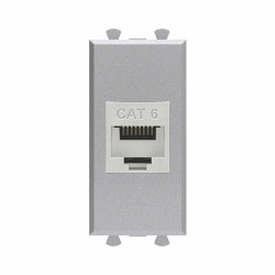 Компьютерная розетка RJ-45 без шторки модульная, кат.6 экранированная, Avanti, закаленная сталь, 1 модуль