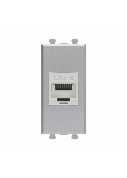 Компьютерная розетка RJ-45 без шторки модульная, кат.6 экранированная, Avanti, закаленная сталь, 1 модуль