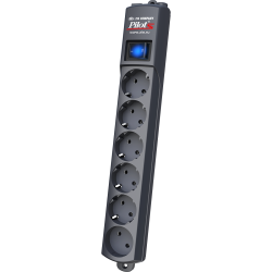 Сетевой фильтр Pilot S 6 розеток (5 евро + 1 без заземления) 5 м, графит/ Pilot S surge protector 6 outlets (EUR 5 + 1 without grounding) 5 m, graphite