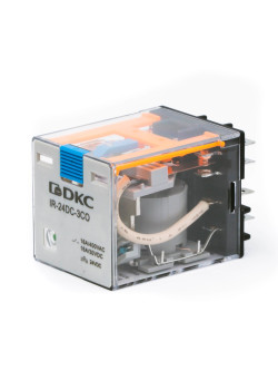 Реле миниатюрное силовое, 3CO, ком. ток 16А, AgSnO2, напряжение 220V DC, опция: тест-кнопка+светодиод+защитный диод
