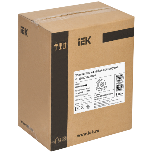PROFESSIONAL Катушка УК30 4 места IP44 с заземлением с термозащитой КГ 3х2,5мм2 на металлическом барабане 30м IEK PROFESSIONAL Катушка УК30 4 места IP44 с заземлением с термозащитой КГ 3х2,5мм2 на металлическом барабане 30м IEK