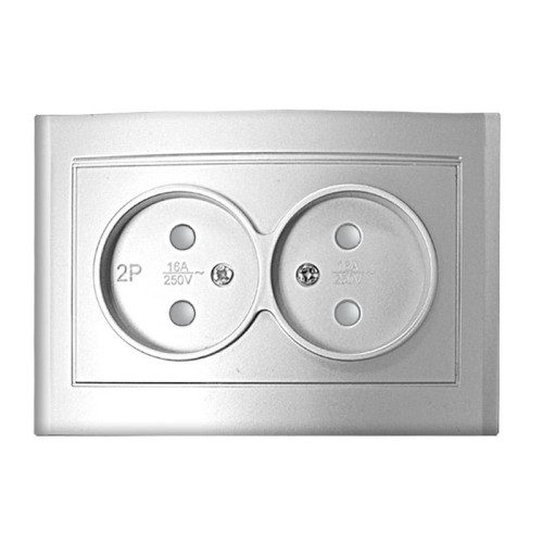 Розетка 2-м СП Бриллиант 16А IP20 без заземл. защ. шторки серебр. UNIVersal 7949773