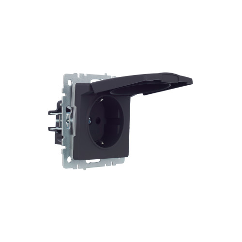 BRITE Розетка 1-местная с заземлением с защитными шторками и крышкой 16А IP44 РСбш10-3-44-БрГ графит IEK BRITE Розетка 1-местная с заземлением с защитными шторками и крышкой 16А IP44 РСбш10-3-44-БрГ графит IEK