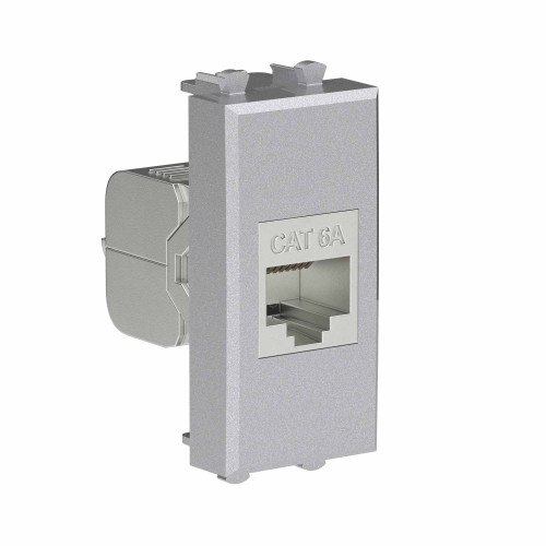 Компьютерная розетка RJ-45 без шторки модульная, кат.6А экранированная, Avanti, закаленная сталь, 1 модуль Компьютерная розетка RJ-45 без шторки модульная, кат.6А экранированная, Avanti, закаленная сталь, 1 модуль