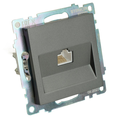 Розетка компьютерная 1-местная RJ-45 (механизм), серия Катрин, графит, GLS00-7107-06 Розетка компьютерная 1-местная RJ-45 (механизм), серия Катрин, графит, GLS00-7107-06