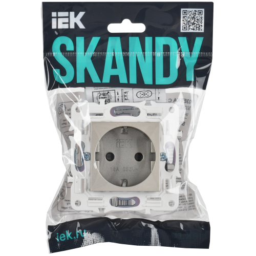 SKANDY Розетка с заземлением с защитными шторками 16А SK-R04Sh шампань IEK