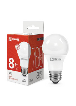 Лампа светодиодная LED-A60-VC 8Вт грушевидная 4000К нейтр. бел. E27 760лм 230В IN HOME 4690612024028