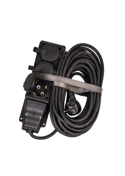 Удлинитель на каучуковой колодке 3х10м 16А 250В 4000Вт IP44 каучук КГ 3х2.5 черн. УХз16 Россия КОСМОС YKsm10m-3g(16A)KG-B