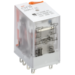 Реле интерфейсное ORM-1 2C 220В AC со светодиодом и тестовой кнопкой ONI
