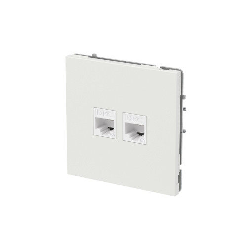 Компьютерная розетка RJ-45 без шторки, кат.6А двойная, KANT, белый песок