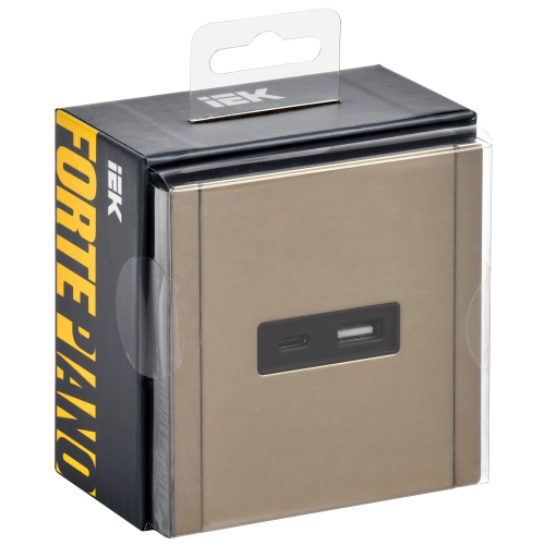 FORTE&PIANO Розетка USB A+C 3,1А FP650M металл шампань IEK FORTE&PIANO Розетка USB A+C 3,1А FP650M металл шампань IEK