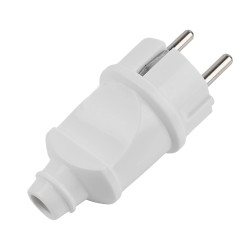 Вилка STEKKER PPG16-42-201 прямая с заземляющим контактом, ABS пластик 250В, 16A, IP20, белая