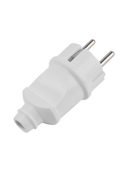 Вилка STEKKER PPG16-42-201 прямая с заземляющим контактом, ABS пластик 250В, 16A, IP20, белая