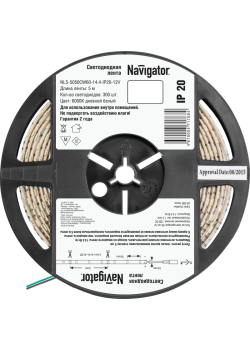 Лента светодиодная 71 768 NLS-5050CW60-14.4-IP20-12V R5 14.4Вт/м (уп.5м) Navigator 71768