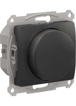 GLOSSA СВЕТОРЕГУЛЯТОР (диммер) поворотно-нажимной, LED, RC, 400Вт, механизм, АНТРАЦИТ