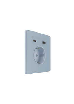 Systeme Infinity, Розетка С/У с ЗК и зар.устр.USB А+С 20Вт (250В, 16А, защит.шторки), Стальное небо