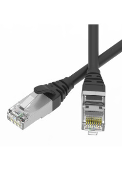 Патч-корд экранированный SLIM CAT6 U/FTP 4х2, 28 AWG, LSZH, чёрный, 5м
