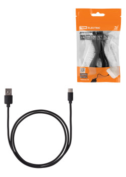 Дата-кабель, ДК 2, USB - USB Type-C, 1 м, черный, TDM