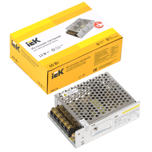 Драйвер LED ИПСН-PRO 60Вт 12В блок-клеммы IP20 IEK Драйвер LED ИПСН-PRO 60Вт 12В блок-клеммы IP20 IEK
