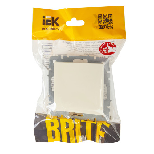 BRITE Выключатель 1-клавишный проходной 10А ВС10-1-6-БрКр бежевый IEK BRITE Выключатель 1-клавишный проходной 10А ВС10-1-6-БрКр бежевый IEK