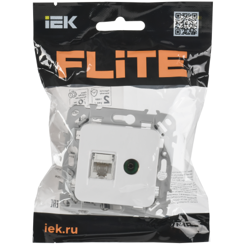 FLITE Розетка 2-местная RJ45/TV категория 5Е UTP РКТВ5е-2-0-ФлБ белый IEK