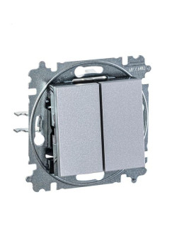 Выключатель 2-кл. СП Levit IP20 серебр./дым. черн. ABB 2CHH590545A6070