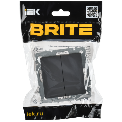 BRITE Выключатель 2-клавишный перекрестный 10А ВС10-2-3-БрГ графит IEK BRITE Выключатель 2-клавишный перекрестный 10А ВС10-2-3-БрГ графит IEK