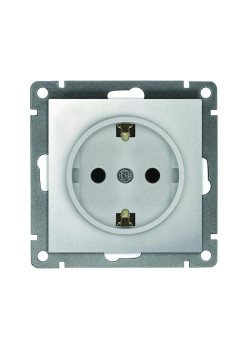 Розетка 1-м СП Афина 16А IP20 с заземл. механизм серебр. Universal A0028-S